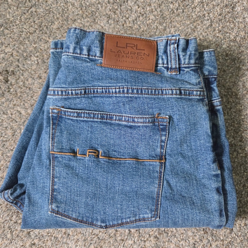 Lauren Ralph Lauren Jeans Co Womens 12 Straight‎ Leg Blue Denim Stretch Pants